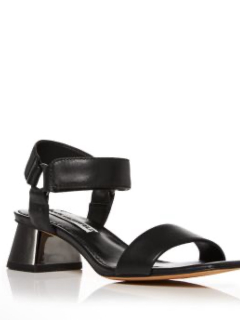 Karl Lagerfeld Black Leather Block Heel minimalist Sandals